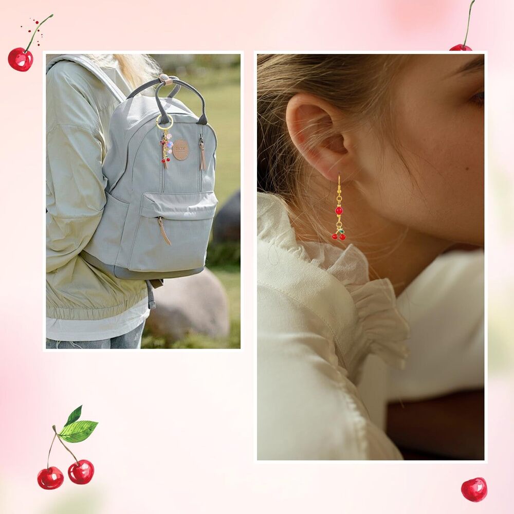 8141 10 Pcs Cherry Charms for Jewelry Making Bulk Red Cute Enamel Charms - Picture 7 of 7